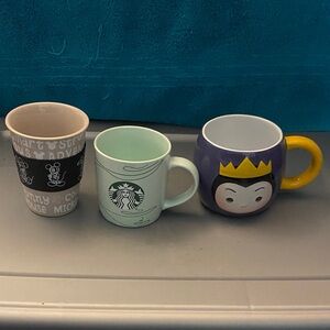 Starbucks and Disney Themed Mugs Lot A